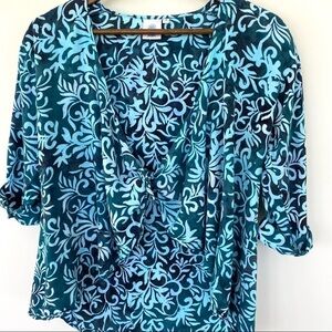 Mexicali Blues tie  front top, coverup with roll tab sleeves